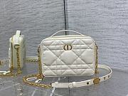 Dior caro box chain white quilted calfskin bag - 1