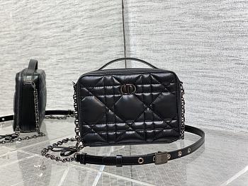 Dior caro box chain black quilted calfskin bag