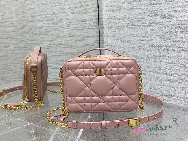 Dior caro box chain pink quilted calfskin bag - 1