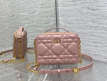 Dior caro box chain pink quilted calfskin bag