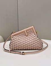 Fendi First small pink braided leather bag - 1