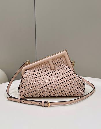 Fendi First small pink braided leather bag