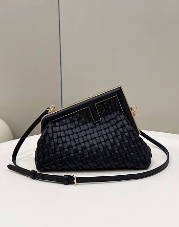 Fendi First small black braided leather bag