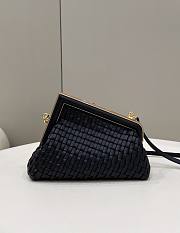 Fendi First small black braided leather bag - 2