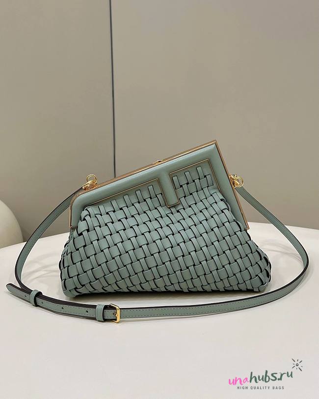 Fendi First small mint braided leather bag  - 1