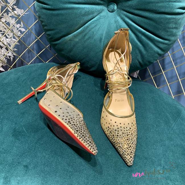 Christian Louboutin Beige Mesh Follies Strass heels - 1