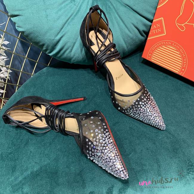 Christian Louboutin Black Mesh Follies Strass heels - 1