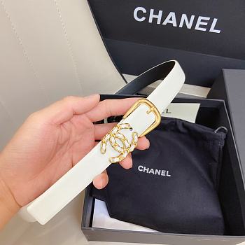 Chanel white CC belt 3cm