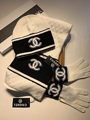 Chanel white hat glove scarf (a set) - 2