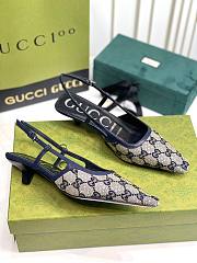 GUCCI blue GG slingback heels - 1