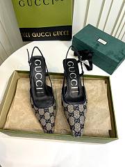 GUCCI blue GG slingback heels - 2