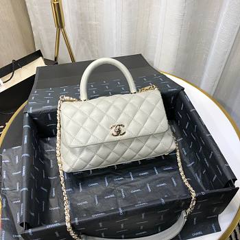 Chanel Coco Grained Calfskin Gray Flap Bag 24cm 