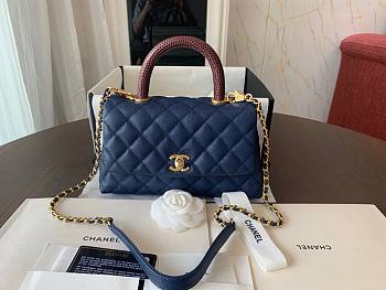 Chanel Coco Handle Blue Caviar Red Handle Small Bag
