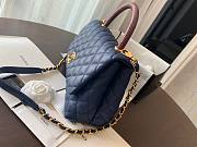 Chanel Coco Handle Blue Caviar Red Handle Large Bag  - 5