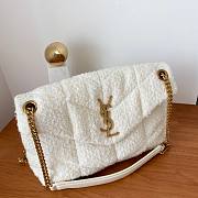 YSL LouLou Medium Quilted White Tweed Bag - 3