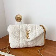 YSL LouLou Small Quilted White Tweed Bag - 2