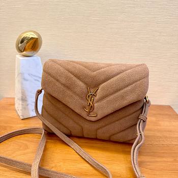 YSL Loulou Bag Y-Quilted mini brown suede bag