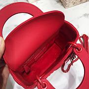 Dior Lady Mini Lambskin Bag Matte Red 17cm - 3