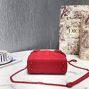 Dior Lady Mini Lambskin Bag Matte Red 17cm - 4