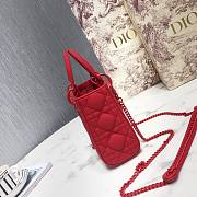 Dior Lady Mini Lambskin Bag Matte Red 17cm - 5