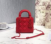 Dior Lady Mini Lambskin Bag Matte Red 17cm - 1