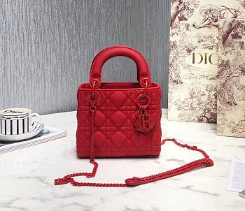 Dior Lady Mini Lambskin Bag Matte Red 17cm