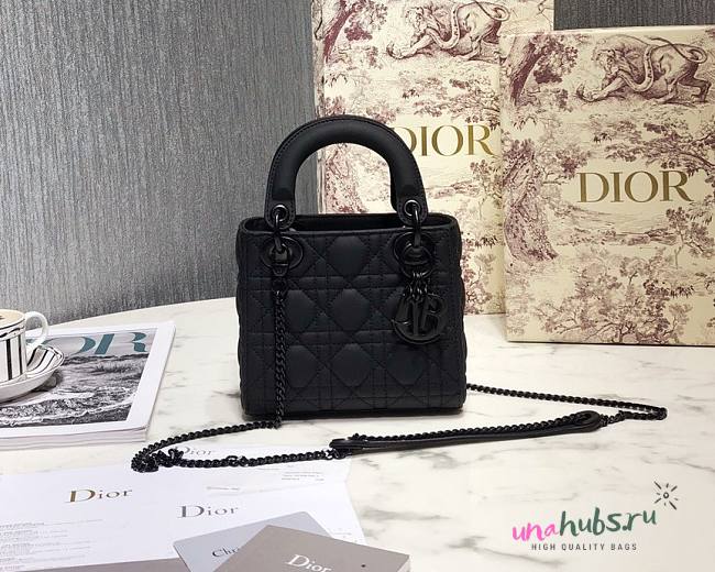 Dior Lady Mini Lambskin Bag Matte Black 17cm - 1