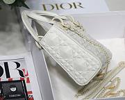 Dior Lady Diamond Motif White Mini Bag - 3