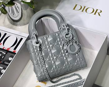 Dior Lady Diamond Motif Gray Mini Bag