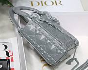 Dior Lady Diamond Motif Gray Mini Bag - 6