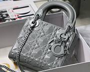 Dior Lady Diamond Motif Gray Mini Bag - 2