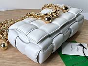 Bottega Veneta White Woven Leather Gold Chain Strap Bag - 4