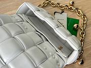 Bottega Veneta White Woven Leather Gold Chain Strap Bag - 3