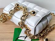 Bottega Veneta White Woven Leather Gold Chain Strap Bag - 5