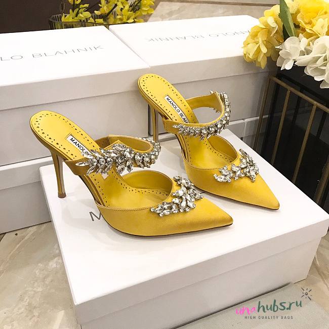 Manolo Blahnik Yellow Heeled Sandals - 1