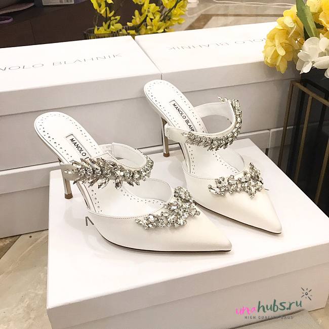 Manolo Blahnik White Heeled Sandals - 1