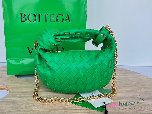 Bottega Veneta Mini Jodie Chain Hobo Green Woven Bag  - 1