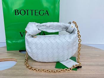 Bottega Veneta Mini Jodie Chain Hobo White Woven Bag