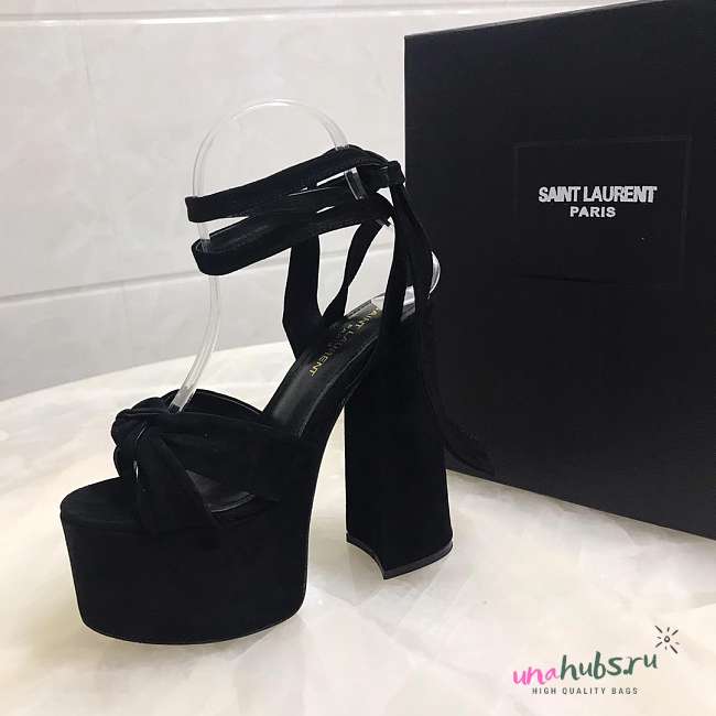 YSL Black Suede Paige Platform Heels - 1