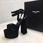 YSL Black Suede Paige Platform Heels - 1