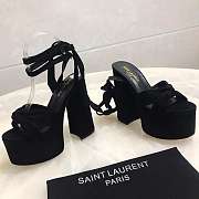 YSL Black Suede Paige Platform Heels - 4