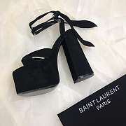 YSL Black Suede Paige Platform Heels - 5