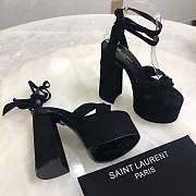 YSL Black Suede Paige Platform Heels - 3