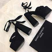 YSL Black Suede Paige Platform Heels - 2