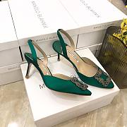 Manolo Blahnik Green Satin Heels - 1