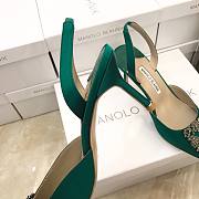 Manolo Blahnik Green Satin Heels - 4