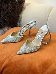 JIMMY CHOO Silver Saeda 100 Hotfix Heels - 2