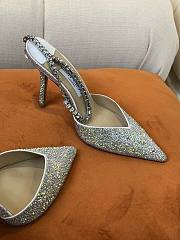 JIMMY CHOO Silver Saeda 100 Hotfix Heels - 3