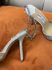 JIMMY CHOO Silver Saeda 100 Hotfix Heels - 5