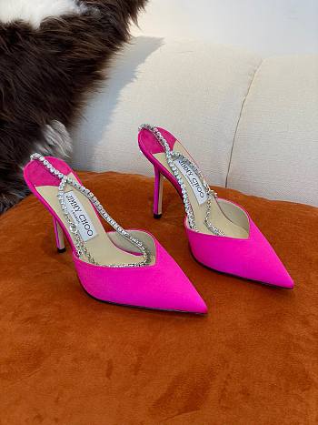 JIMMY CHOO Pink Saeda 100 Hotfix Heels